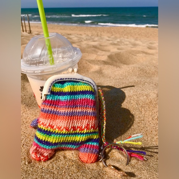 Handmade Knit Little Monster Googly Eye Snap Coin Purse Wallet OOAK - Picture 6 of 13